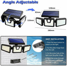 Load image into Gallery viewer, 74 LED 3 Head Garden Solar Lights Outdoor Fence Security Motion Sensor Lamp AU - Battery Mate