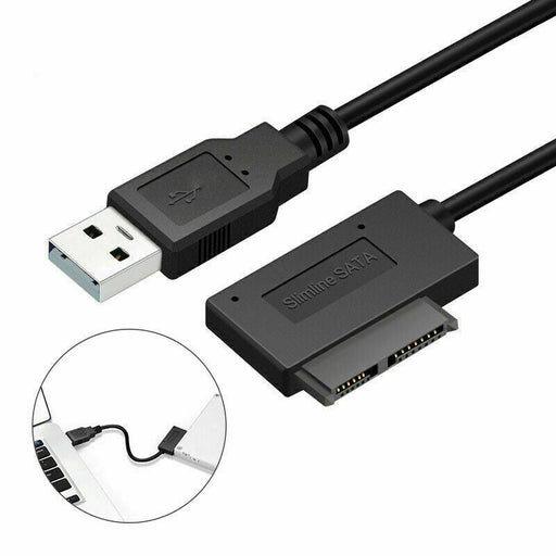 7+6 13Pin Slim SATA to USB CD DVD Rom Optical Hard Drive Cable Adapter Converter - Battery Mate