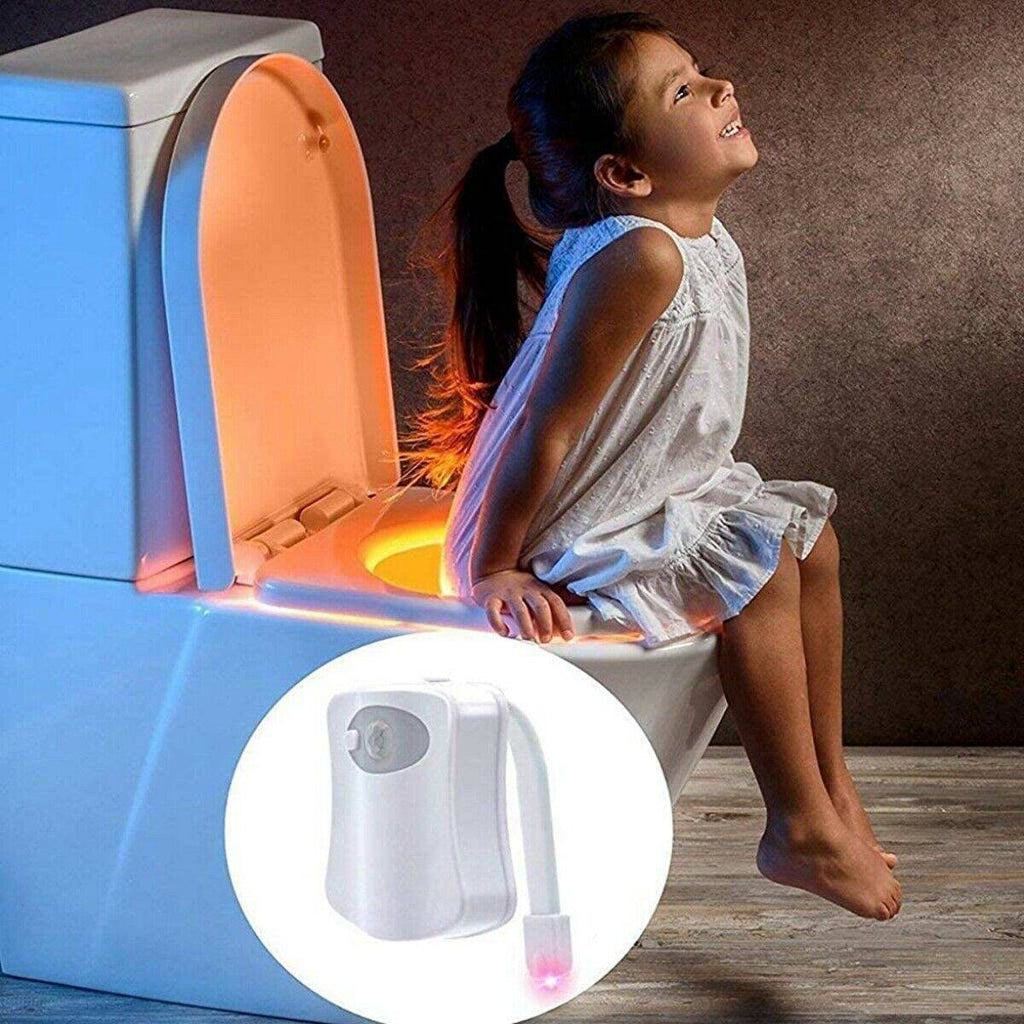 8 Colors Toilet Bowl LED Night Light Motion Activated Seat Sensor Lamp Bathroom - Battery Mate