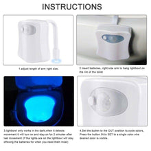 Load image into Gallery viewer, 8 Colors Toilet Bowl LED Night Light Motion Activated Seat Sensor Lamp Bathroom - Battery Mate