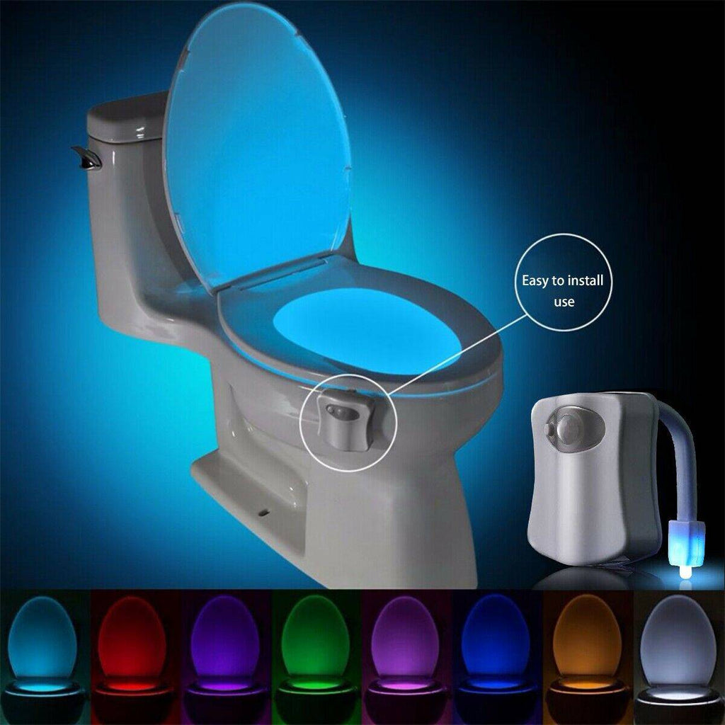 8 Colors Toilet Bowl LED Night Light Motion Activated Seat Sensor Lamp Bathroom - Battery Mate