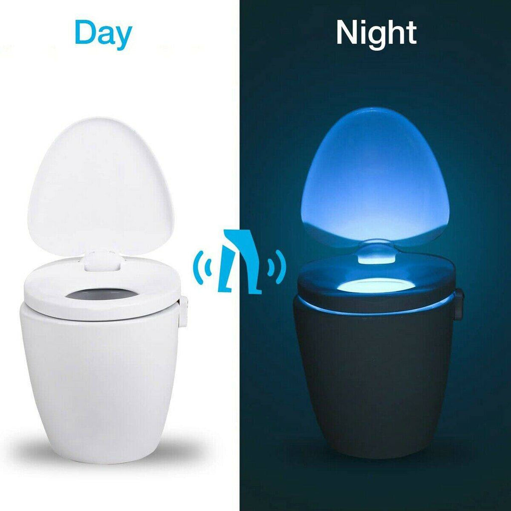 8 Colors Toilet Bowl LED Night Light Motion Activated Seat Sensor Lamp Bathroom - Battery Mate
