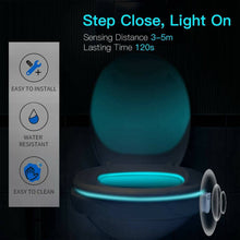 Load image into Gallery viewer, 8 Colors Toilet Bowl LED Night Light Motion Activated Seat Sensor Lamp Bathroom - Battery Mate