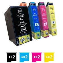 Load image into Gallery viewer, 8 Pack Epson 252XL Compatible Ink Cartridges [C13T253192-C13T253492] [2BK,2C,2M,2Y] Our Price: In - Battery Mate