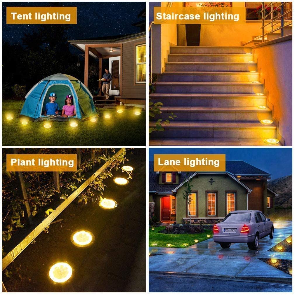 8 Pack Solar Lights Outdoor Solar Garden Lights, LED Solar Pathway Lights Outdoor Ground Lights (Warm White) - Battery Mate