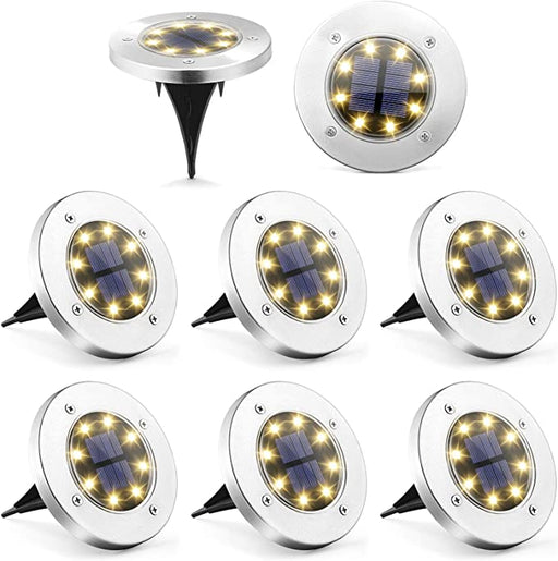 8 Pack Solar Lights Outdoor Solar Garden Lights, LED Solar Pathway Lights Outdoor Ground Lights (Warm White) - Battery Mate