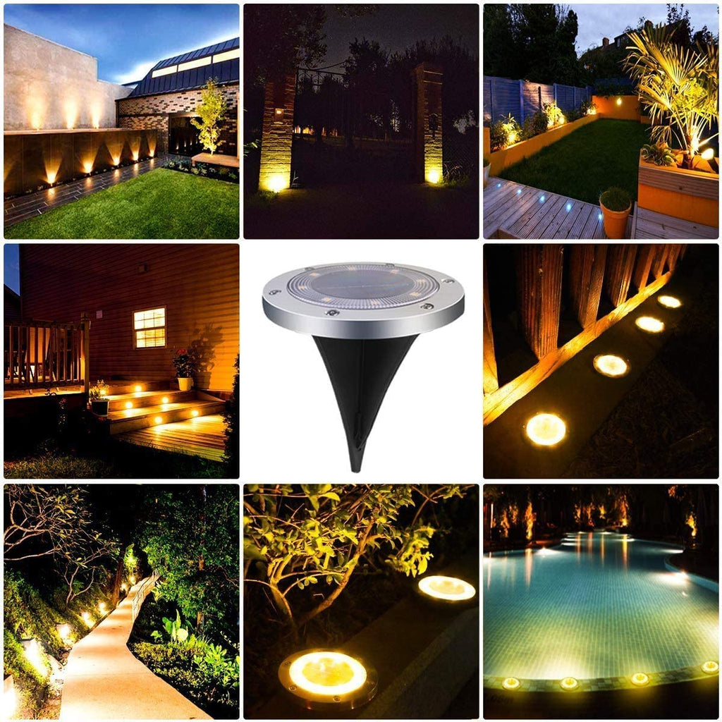 8 Pack Solar Lights Outdoor Solar Garden Lights, LED Solar Pathway Lights Outdoor Ground Lights (Warm White) - Battery Mate