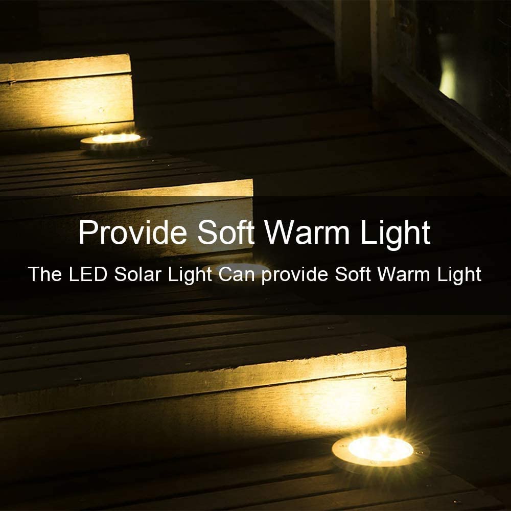 8 Pack Solar Lights Outdoor Solar Garden Lights, LED Solar Pathway Lights Outdoor Ground Lights (Warm White) - Battery Mate