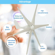 Load image into Gallery viewer, 800W Peak 6 Blades 12V/24V/48V Horizontal Wind Turbine Generator Residential Home Wind Power Generator - 48V - Battery Mate
