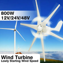 Load image into Gallery viewer, 800W Peak 6 Blades 12V/24V/48V Horizontal Wind Turbine Generator Residential Home Wind Power Generator - 48V - Battery Mate