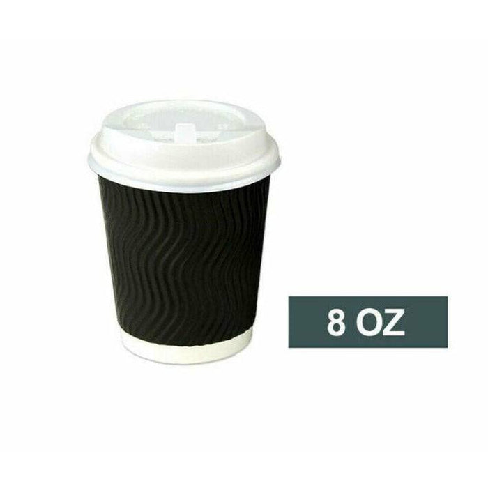 8oz (Small) 200pcs Disposable Coffee Cups Bulk Takeaway Paper Triple Wall Take Away - Battery Mate