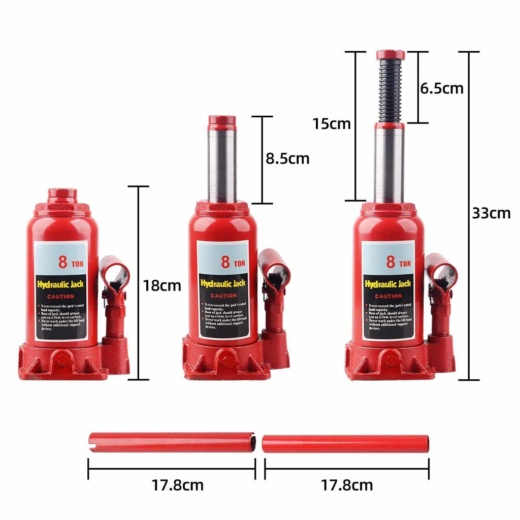 8Ton Hydraulic Bottle Jack Lift Car Lifting Tool Truck Caravan Tractors 4WD SUV - Battery Mate