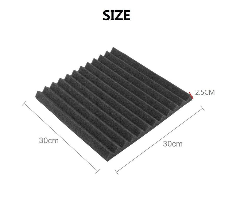 96 Pack | Acoustic Soundproof Foam Sound Absorbing Panels 30×30×2.5cm - Battery Mate