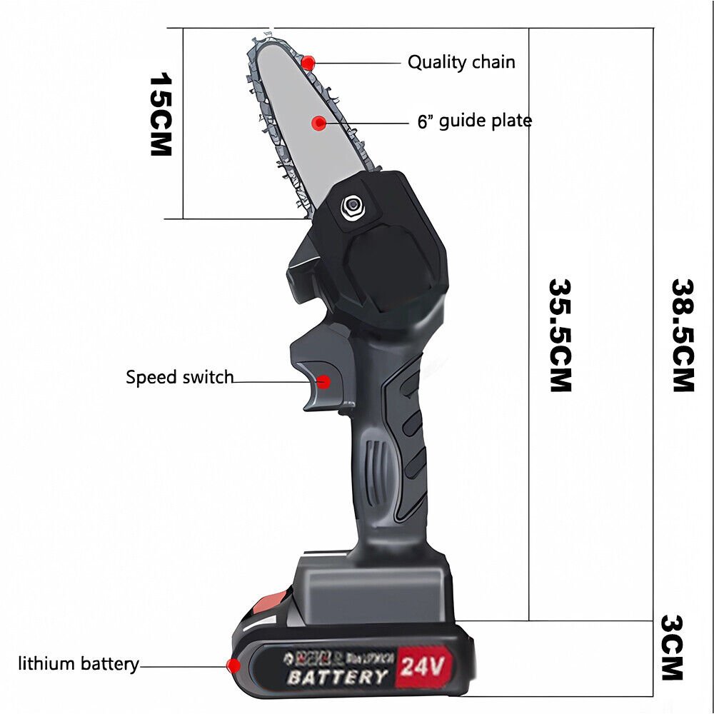 9in1 Mini Cordless Electric Chainsaw Rechargeable & 2X batteries - Battery Mate
