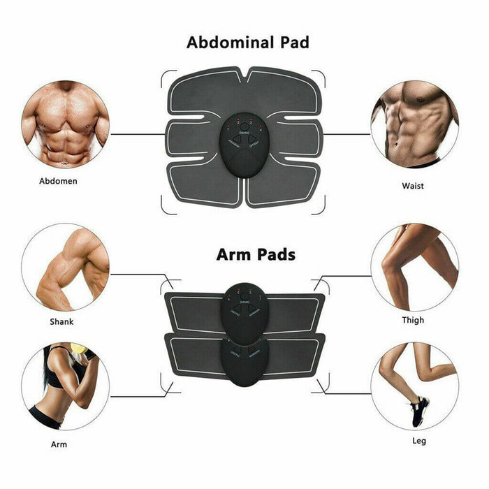 ABS Abdominal Muscle Trainer EMS Stimulator Toning Belt Smart Home Training Set - Battery Mate