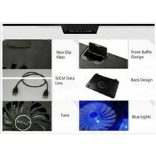 Load image into Gallery viewer, Adjustable Height Laptop Notebook Rapid Cooling Pad 5 Fans LED Fit 7&quot;-17&quot; - Battery Mate