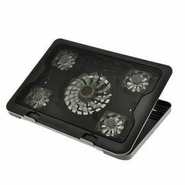 Adjustable Height Laptop Notebook Rapid Cooling Pad 5 Fans LED Fit 7