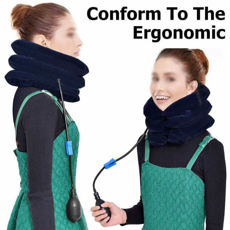 Air Inflatable Neck Pillow Head Cervical Traction Support Stretcher Pain Relief - Battery Mate