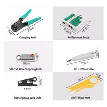 Load image into Gallery viewer, Analyzer Network Cable Tool Kit LAN Crimper Down Wire Stripper Cat5 6 RJ45 BAG - Battery Mate