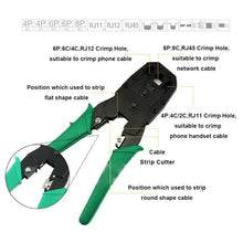 Load image into Gallery viewer, Analyzer Network Cable Tool Kit LAN Crimper Down Wire Stripper Cat5 6 RJ45 BAG - Battery Mate