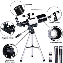 Load image into Gallery viewer, Astronomical Telescope With Tripod + Phone Adapter Monocular Moon Watch | 150x Zoom 300mm Focal - Battery Mate