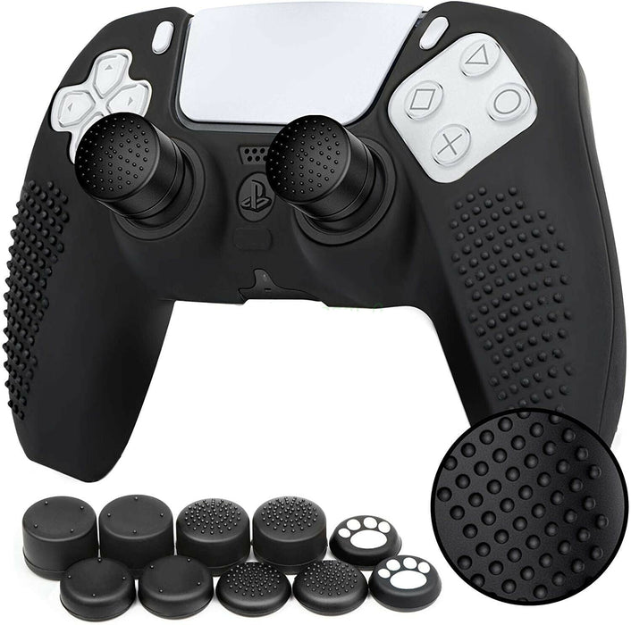 AU Silicone Skin Case Cover and 10 Grip Caps For Sony PS5 Controller Accessories - Battery Mate