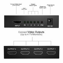 Load image into Gallery viewer, 1 IN 4 OUT 4K 3D 1080P Full HD HDMI Splitter Amplifier Duplicator 1X4 Hub DVD