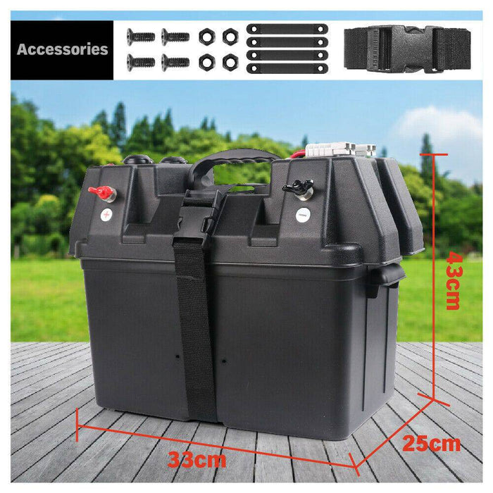 Battery Box 12V Portable Deep Cycle Power Marine Solar USB Camping - Battery Mate