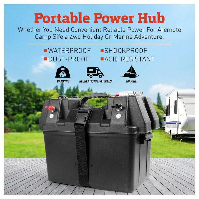 Battery Box 12V Portable Deep Cycle Power Marine Solar USB Camping - Battery Mate