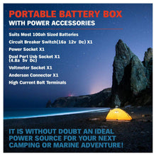 Load image into Gallery viewer, Battery Box 12V Portable Deep Cycle Power Marine Solar USB Camping - Battery Mate