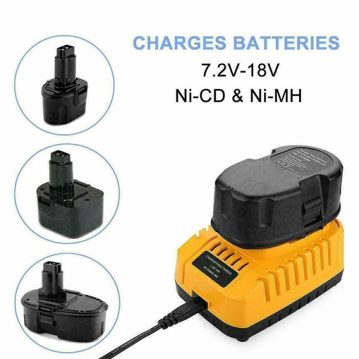 Battery Charger for Dewalt 7.2V 9.6V 12V 14.4V 18V Ni-Cd Ni-MH 240V stock - Battery Mate