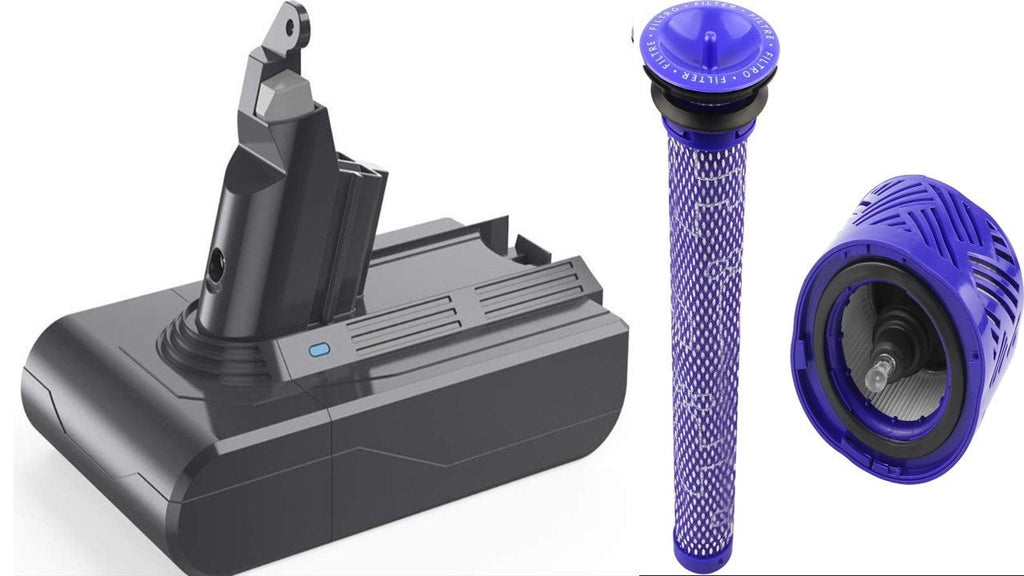Battery & Filters Combo for Dyson V6, DC59 DC58 SV03 SV04 Vacuum Cleaners - Battery Mate