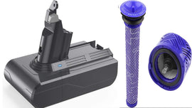 Battery & Filters Combo for Dyson V6, DC59 DC58 SV03 SV04 Vacuum Cleaners - Battery Mate