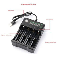 Load image into Gallery viewer, 4x 3.7V 3600mAh Li-ion Rechargeable Battery + USB Smart Charger Indicator - Battery Mate