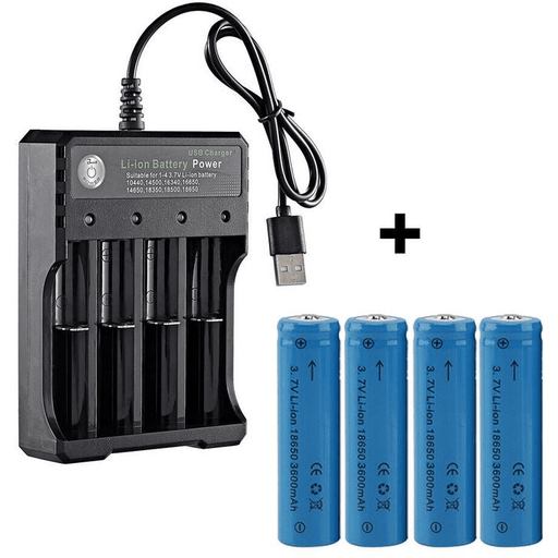 4x 3.7V 3600mAh Li-ion Rechargeable Battery + USB Smart Charger Indicator - Battery Mate