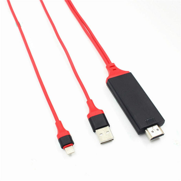 Compatible iPhone To HDTV HDMI AV TV Adapter Video Output 2M Cable (RED) - Battery Mate