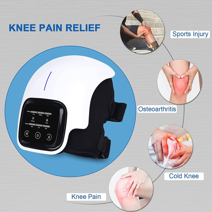 Knee Massager with LED Screen Arthritis Knee Massage Wearable with Heat Rechargeable Electronic Smart Knee Massage for Knee Joint Pain Injury, Swelling and Stiffness - Battery Mate