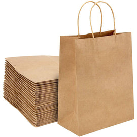 Large| 100 Pack Paper Carry Bags (Brown) - Battery Mate