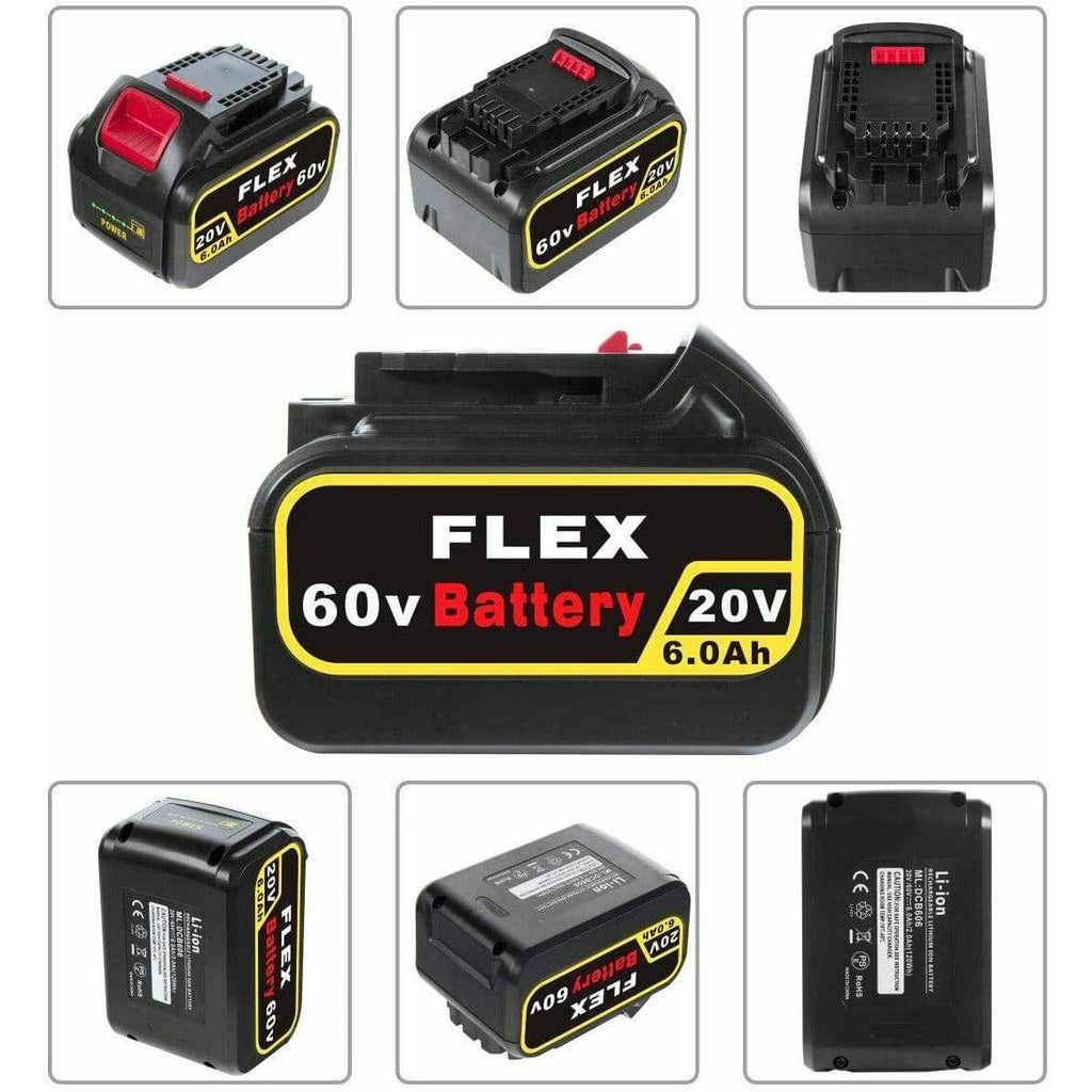 20V 60V 6.0Ah Compatible Replacement Battery For DeWalt MAX Flexvolt Cordless Power Tools - Battery Mate