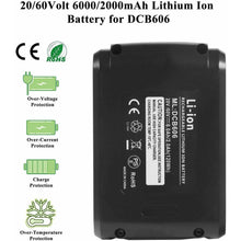 Load image into Gallery viewer, 20V 60V 6.0Ah Compatible Replacement Battery For DeWalt MAX Flexvolt Cordless Power Tools - Battery Mate