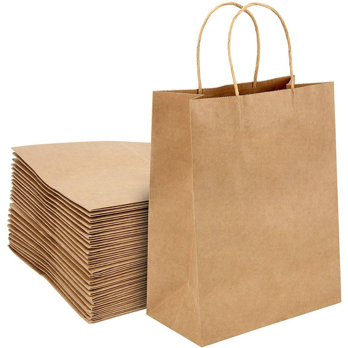 Small| 100 Pack Paper Carry Bags (Brown) - Battery Mate