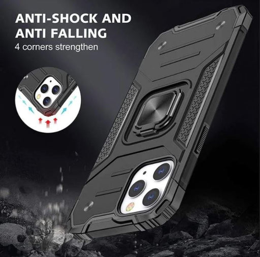 Black Shockproof Ring Case Stand Cover for iPhone 11 ProMax - Battery Mate