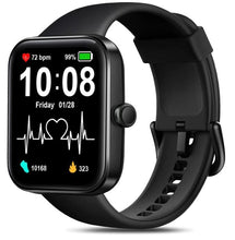 Load image into Gallery viewer, Black Smart Watch for Women Men Bluetooth Call Voice/Dial, 1.7&#39;&#39; DIY Full Touch Screen Fitness Tracker with Heart Rate Sleep Monitor Pedometer Message Reminder 5ATM Waterproof Smartwatch for Android iOS - Battery Mate