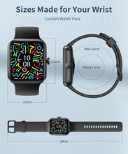 Load image into Gallery viewer, Black Smart Watch for Women Men Bluetooth Call Voice/Dial, 1.7&#39;&#39; DIY Full Touch Screen Fitness Tracker with Heart Rate Sleep Monitor Pedometer Message Reminder 5ATM Waterproof Smartwatch for Android iOS - Battery Mate