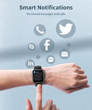 Load image into Gallery viewer, Black Smart Watch for Women Men Bluetooth Call Voice/Dial, 1.7&#39;&#39; DIY Full Touch Screen Fitness Tracker with Heart Rate Sleep Monitor Pedometer Message Reminder 5ATM Waterproof Smartwatch for Android iOS - Battery Mate