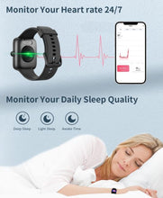 Load image into Gallery viewer, Black Smart Watch for Women Men Bluetooth Call Voice/Dial, 1.7'' DIY Full Touch Screen Fitness Tracker with Heart Rate Sleep Monitor Pedometer Message Reminder 5ATM Waterproof Smartwatch for Android iOS - Battery Mate