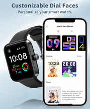 Load image into Gallery viewer, Black Smart Watch for Women Men Bluetooth Call Voice/Dial, 1.7&#39;&#39; DIY Full Touch Screen Fitness Tracker with Heart Rate Sleep Monitor Pedometer Message Reminder 5ATM Waterproof Smartwatch for Android iOS - Battery Mate