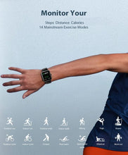 Load image into Gallery viewer, Black Smart Watch for Women Men Bluetooth Call Voice/Dial, 1.7&#39;&#39; DIY Full Touch Screen Fitness Tracker with Heart Rate Sleep Monitor Pedometer Message Reminder 5ATM Waterproof Smartwatch for Android iOS - Battery Mate