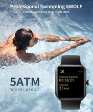 Load image into Gallery viewer, Black Smart Watch for Women Men Bluetooth Call Voice/Dial, 1.7&#39;&#39; DIY Full Touch Screen Fitness Tracker with Heart Rate Sleep Monitor Pedometer Message Reminder 5ATM Waterproof Smartwatch for Android iOS - Battery Mate