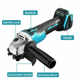 Brushless Cordless Angle Grinder With 2x Li-ion Battery & Charger 125mm Combo Kit - Battery Mate